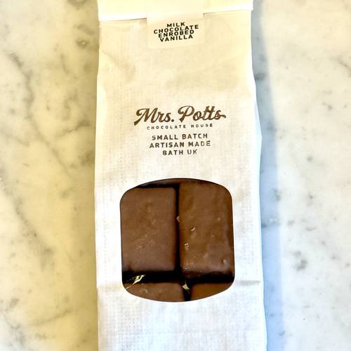 Milk chocolate enrobed Vanilla Marshmallows